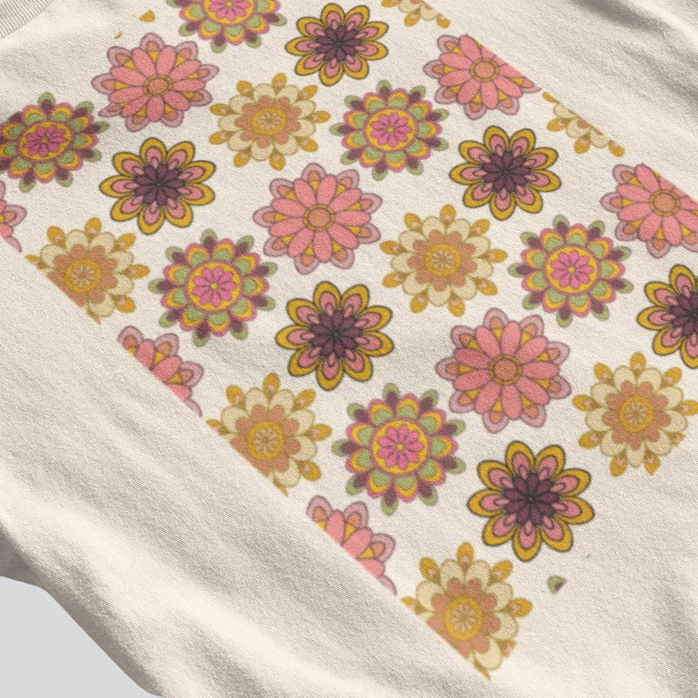 Retro Neutral Pink Vintage Flower Tee - Picture 3 of 5